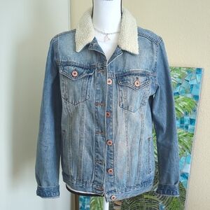 Denim Sherpa-Lined Jacket